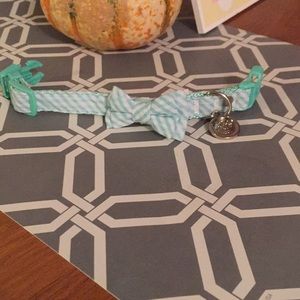 Striped bow dog collar